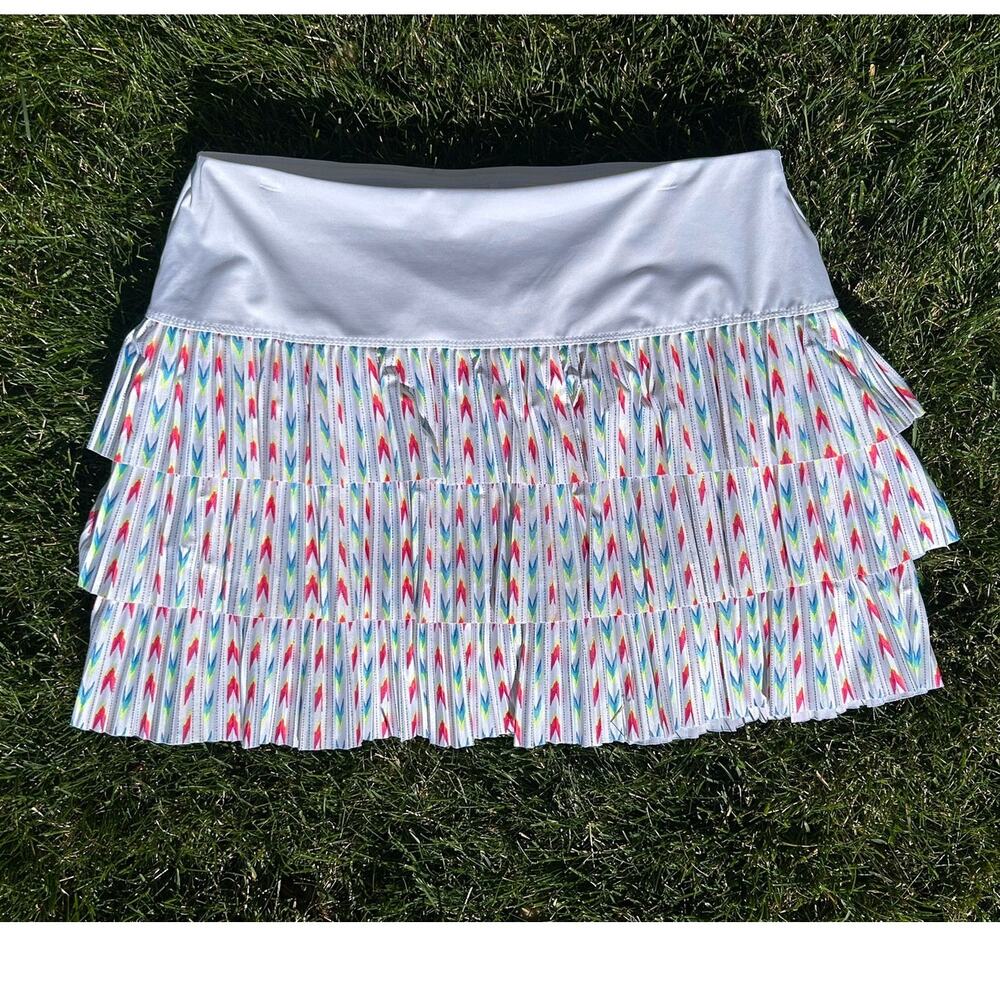 Lucky in Love Pleated Tennis Skirt Skort White Multicolor Size L 12